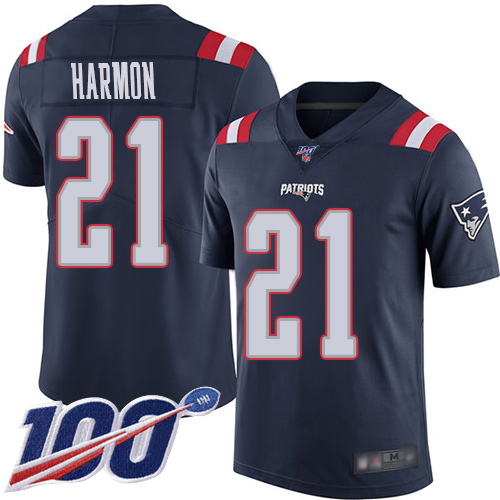 New England Patriots Football #21 100th Season Rush Limited Navy Blue Men Duron Harmon NFL Jersey->new england patriots->NFL Jersey